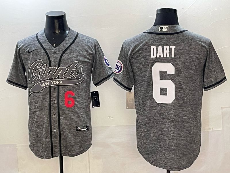 Men 2025 New York Giants #6 Dart Grey Joint Name Nike Limited NFL Jersey 03